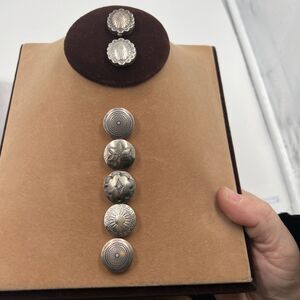 Set Of 7 Sterling Silver Button Covers Western Native American Snap On Vintage